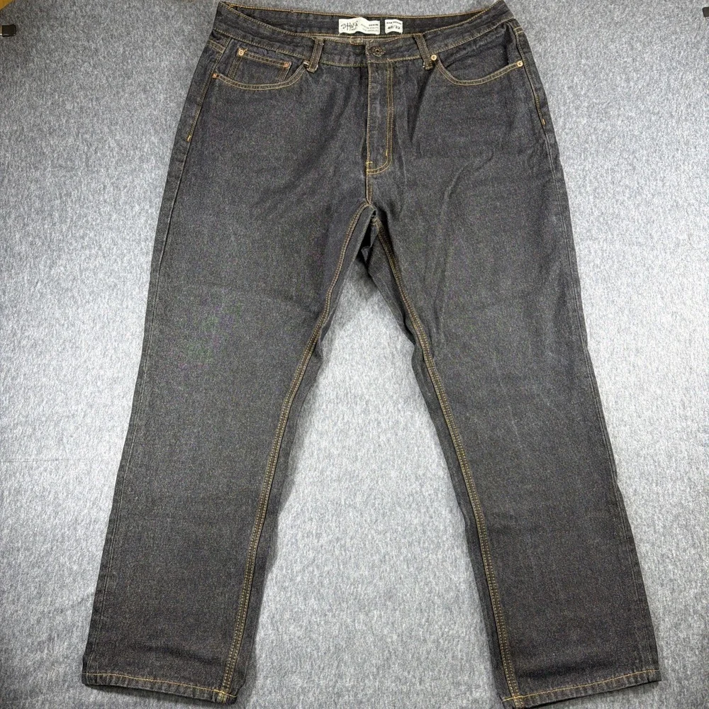 Shaka Wear Jeans Mens 40x29 Black Y2K Grunge Baggy Raw Denim
